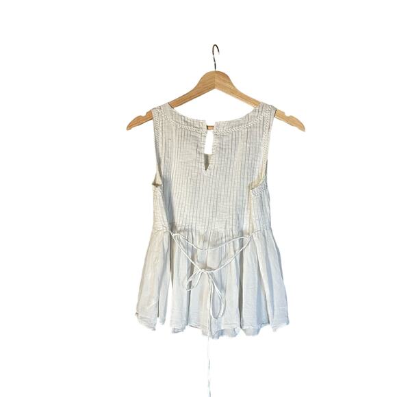 ANTHROPOLOGIE VANESSA PLEATED TOP BLOUSE Size 0 white belted - Picture 1 of 6